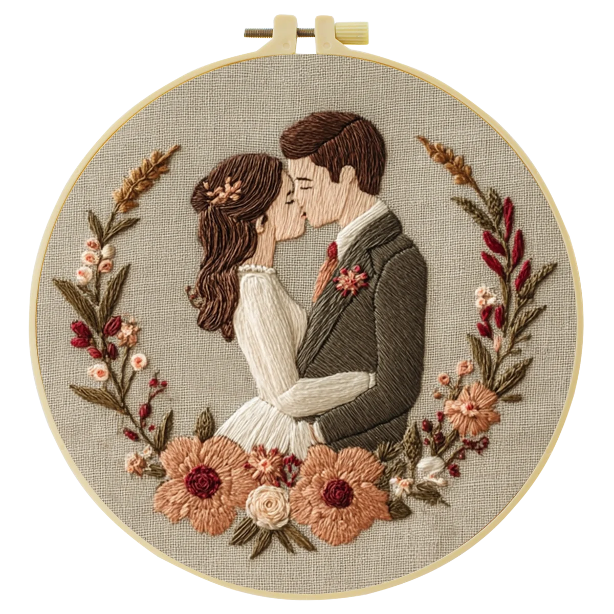 1 Stück 20X20CM/15X15CM 7,87/6,3 Zoll Stickerei-Starter-Kit für Frischvermählte DIY-Kit DIY-Stickerei-Set Handarbeiten Nähkunst – Detail 5