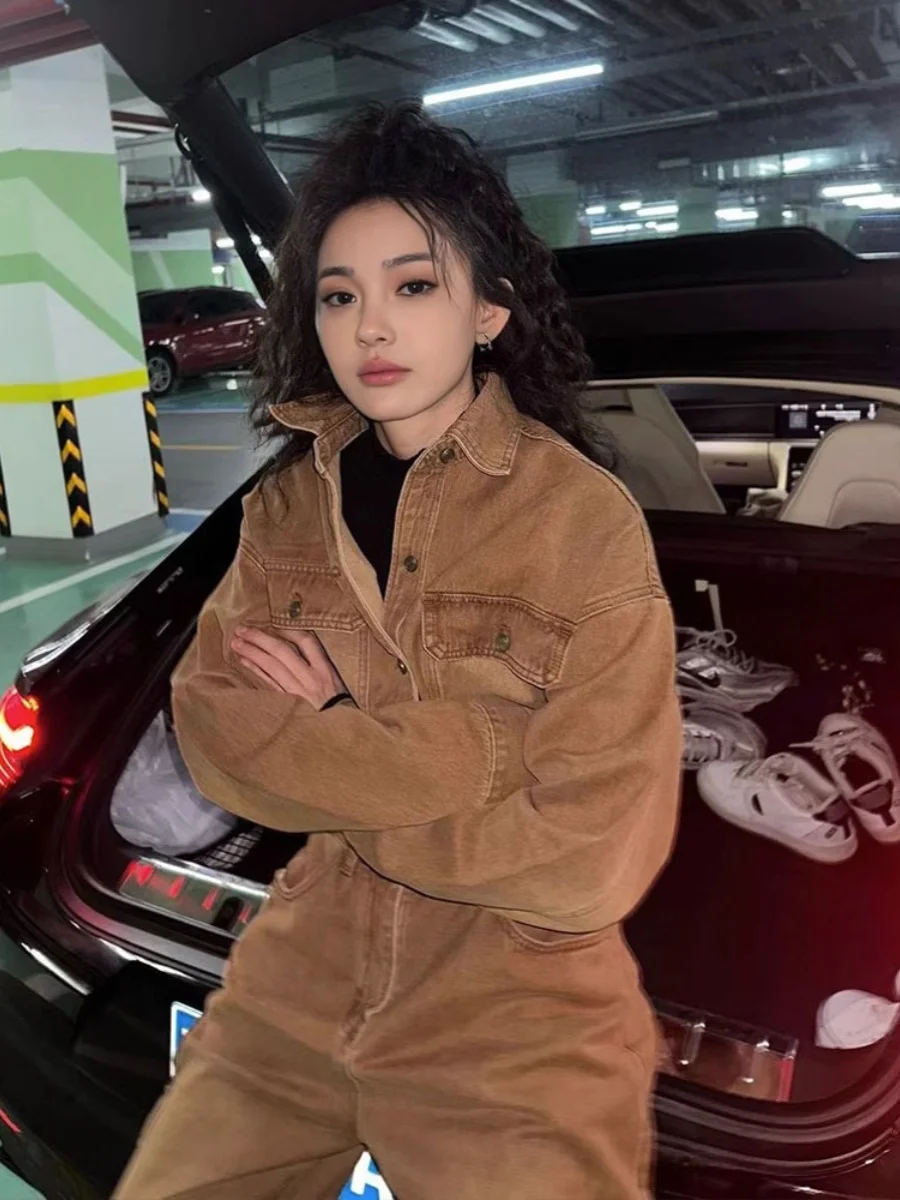 Ele High-Waisted Denim Jumpsuit Women's Faion Slimming One-Piece Suit Long Pants Design Sensation New 2024