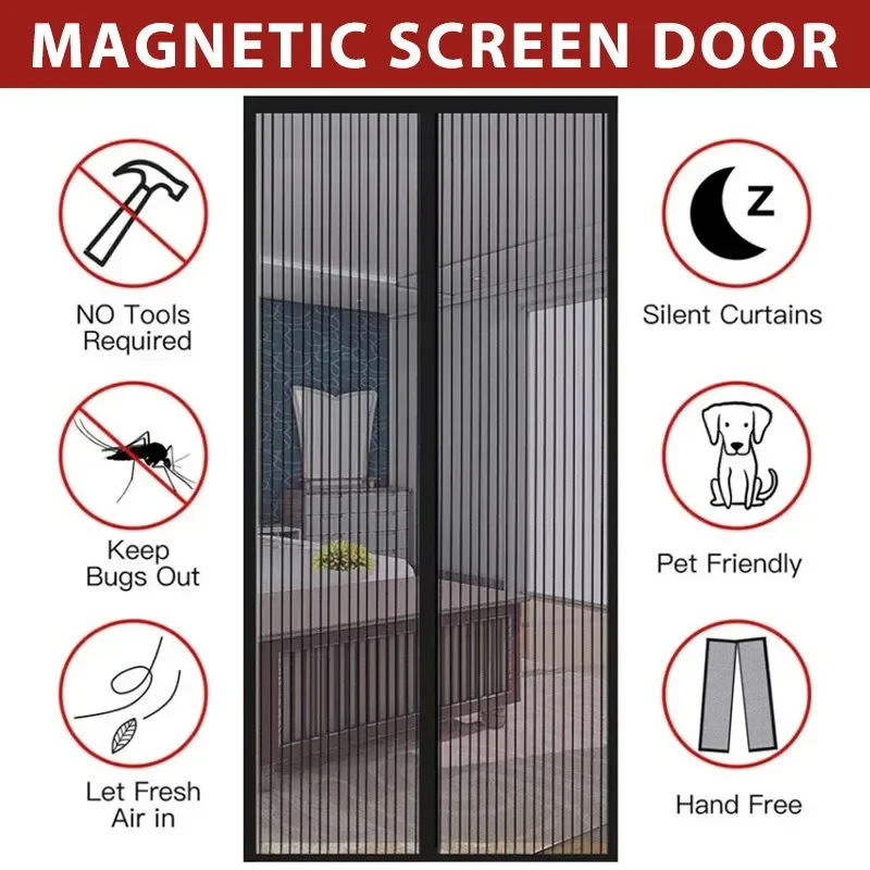 Mosquito Net for Door Curtain Flipper Magnetic Door Net Insect Screen Ecoflow Cover Mosquitera Puerta Magnetica Door Curtain