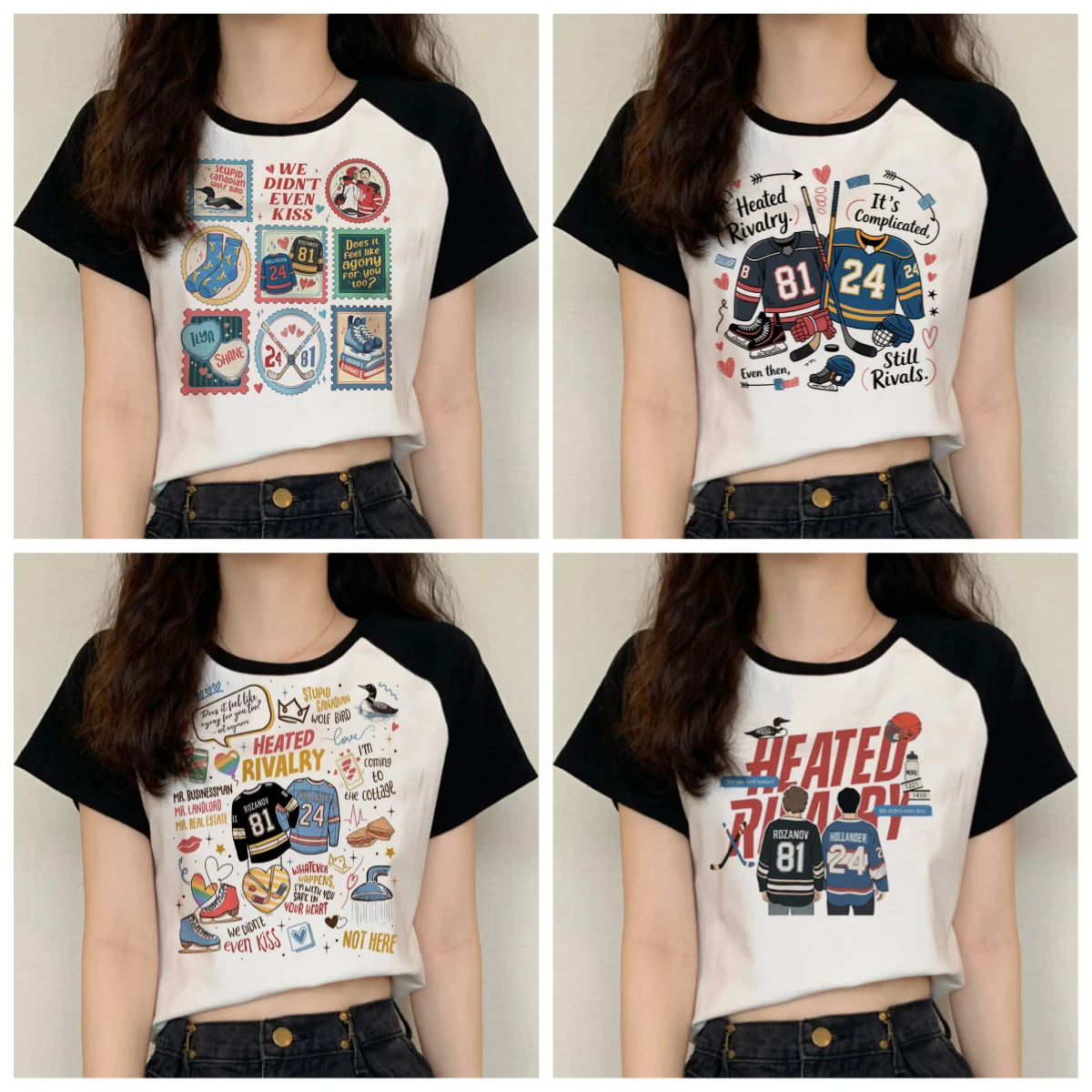 Shane Hollander‌ 24 Ilya Rozanov 81 Heated Rivalry T Shirt Women Men Kawaii Cartoon Graphic Tees Top Harajuku T-shirt