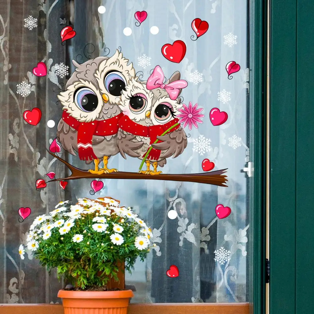 Cartoon Owl Sticker Double-Sided Love Heart Pattern Create Atmosphere Waterproof Stickers Wedding Home Decoration