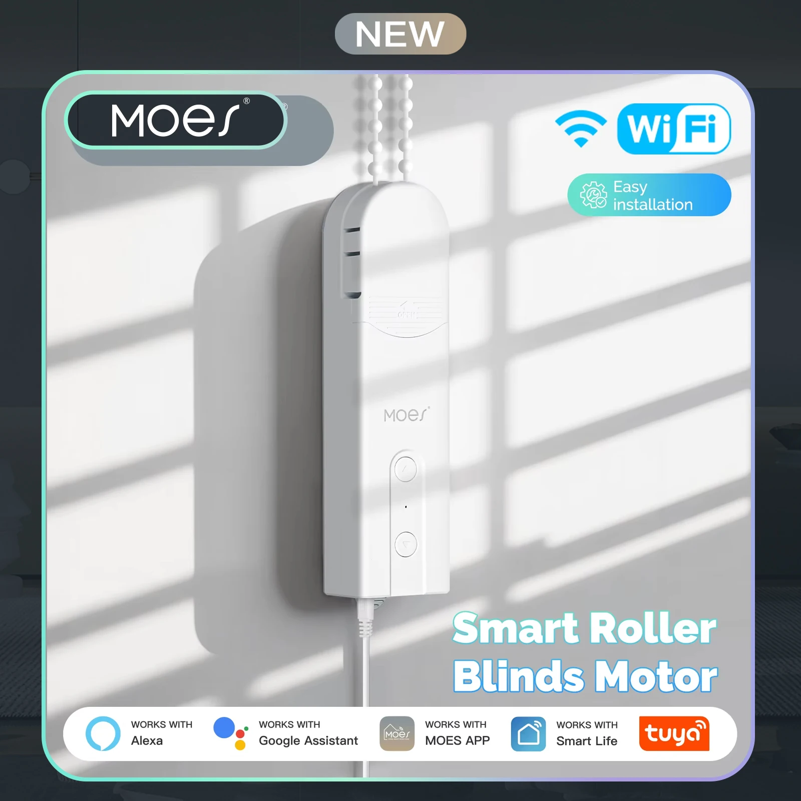 

Tuya WiFi Smart Curtain Motor, MOES Electric Roller Blinds Driver, Alexa Google Home Voice Control, Automatic Pull Cord Chain​​