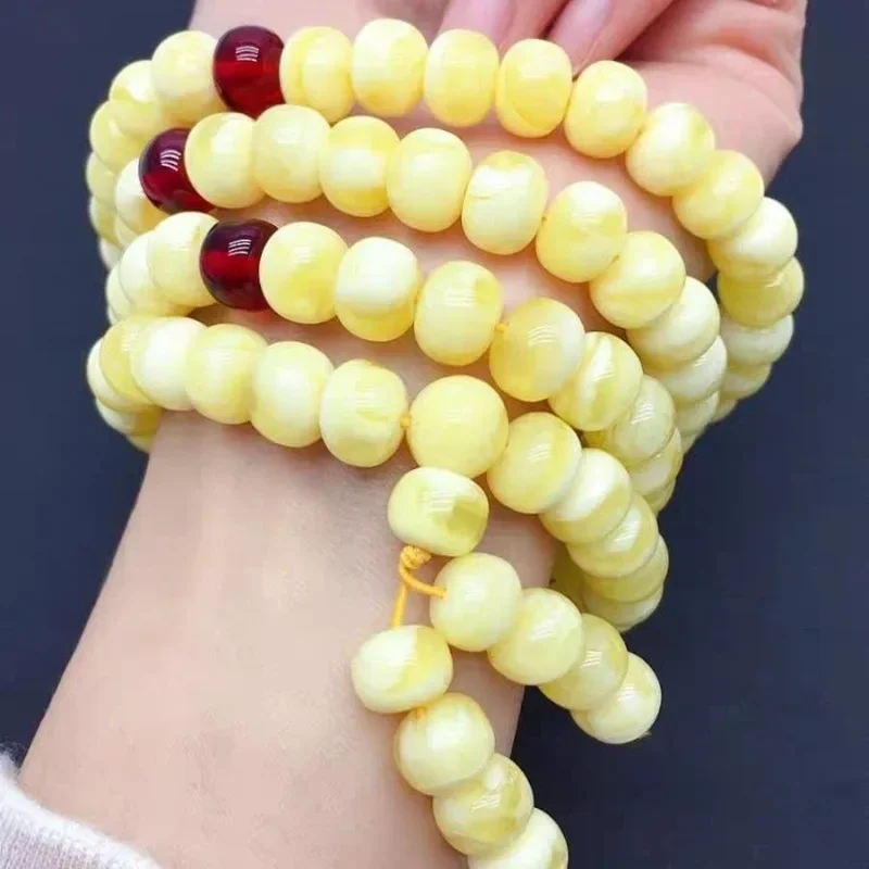 

Beeswax Nectar 108 Buddha Bead Bracelet Men's and Women's Bead Old Bracelet Necklace Multi-circle