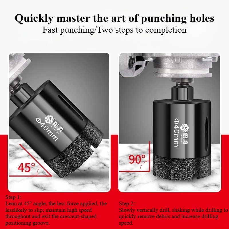 Picture 6: Angle grinder hole opener, special punching drill for full tile hand grinder, glass marble dry punching