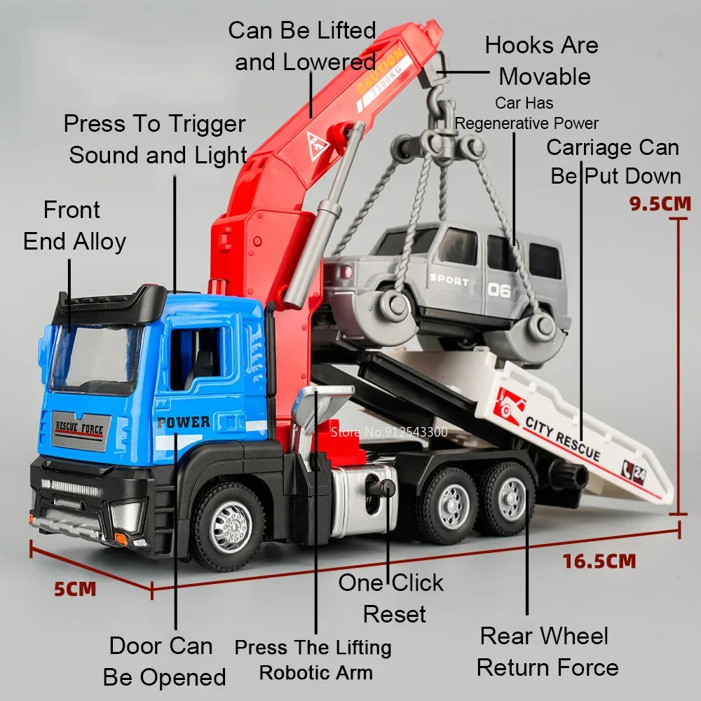 1:32 مقياس الأخشاب النقل رافعة لعبة مجسمة ضوء الموسيقى التراجع لودر أطفال بالريموت كنترول نماذج دييكاست ألعاب معدنية للأطفال #2