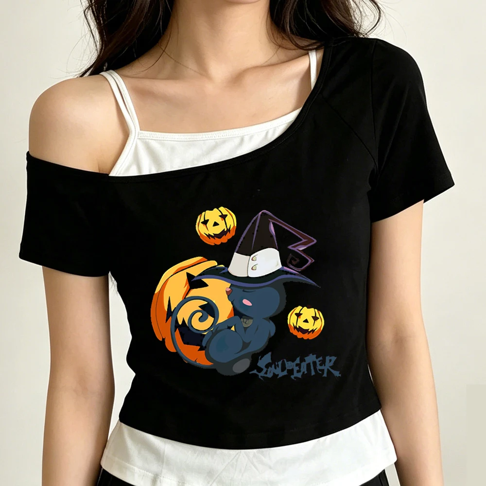 Soul Eater crop top female korean fashion y2k gothic baddie scene  shirt party japanese gyaru grunge