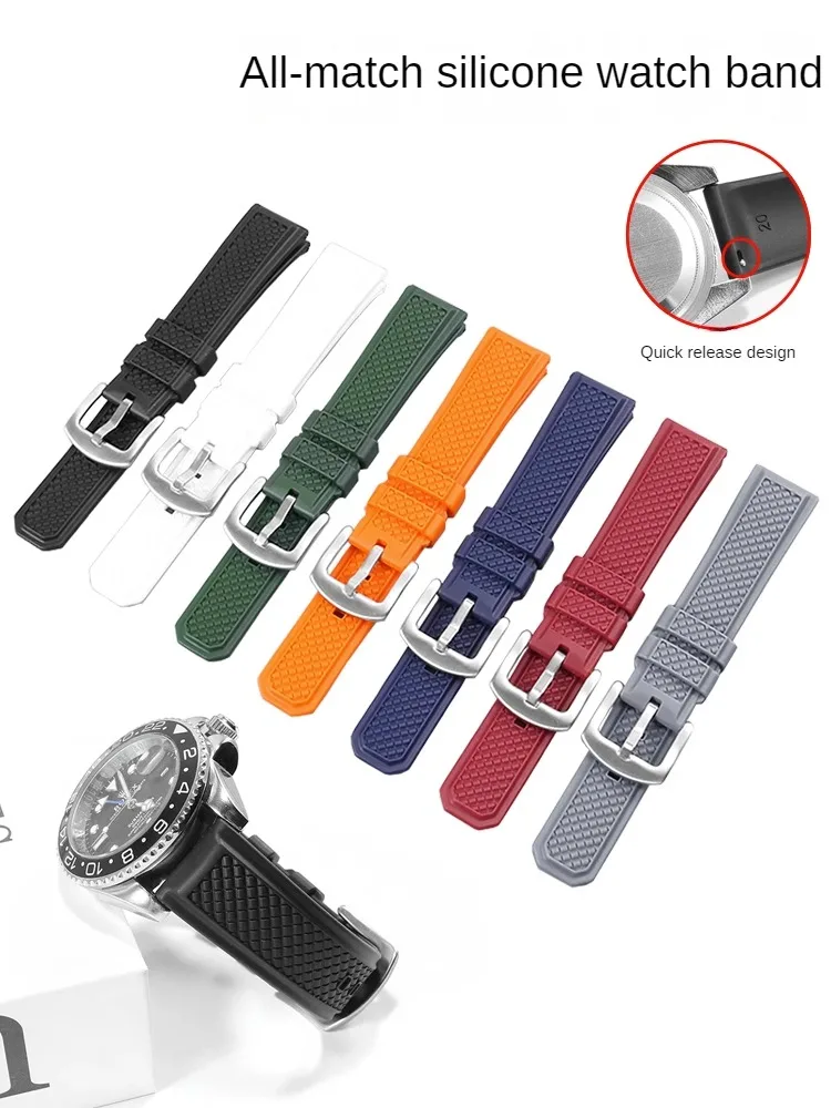 

Universal Brands Silicone Pin Buckle Watch Strap 19/20/21/22mm Flat Straight Interface Rubber Watch Strap