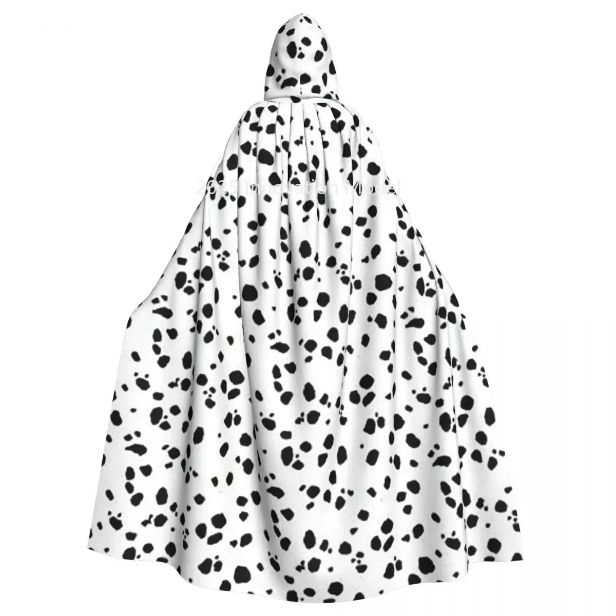 2025 새로운 귀여운 반점 도트 달마시안 강아지 프린트 롱 후드 망토 마녀 중세 의상 코스프레 케이프 할로윈 뱀파이어 성인 유니섹스