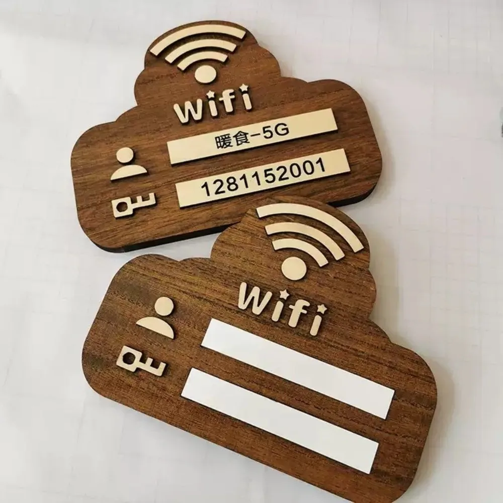 Hochwertiges Holzschild für WLAN-Passwörter, Wandmontiert, Beschreibbar, Drahtloser Netzwerk-Indikator, Vielseitig Einsetzbar, Handschriftlich