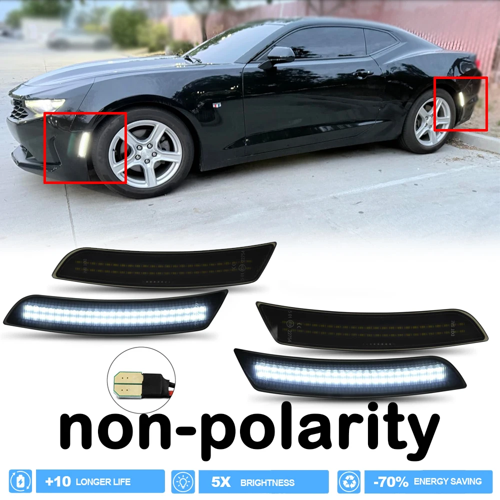 

4x белый светодиодный передний и задний габаритный фонарь, отражатель стоп-сигнала для Chevrolet Camaro LS LT SS ZL1 2016- Cadillac CTS