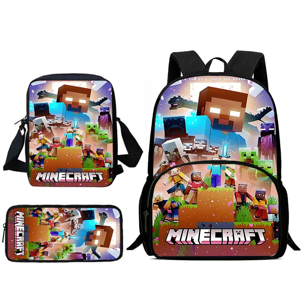 Game Mine World Child Backpacks Shoulder Bag Pencil Case Pupil Large Capacity School Bags for Boys Girls M-MINE-CRAFTE Best Gift