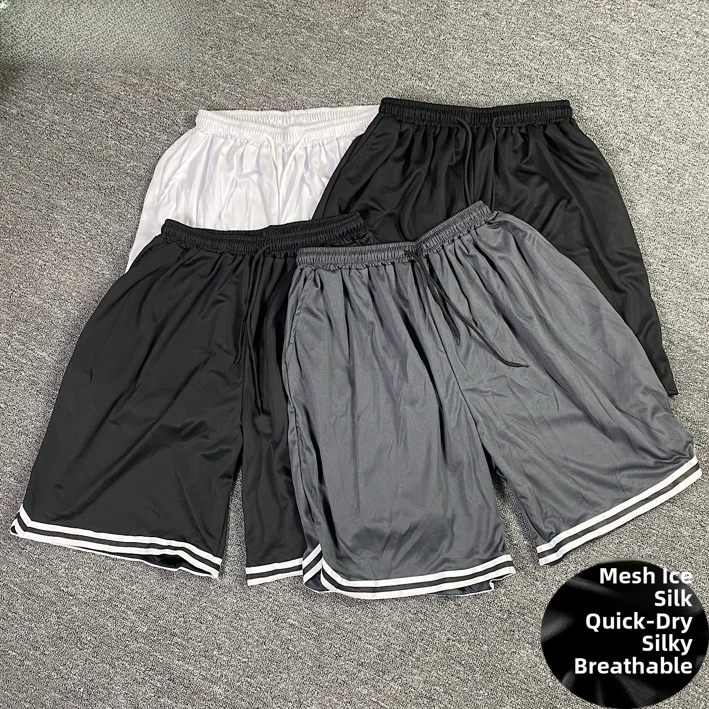 

Ледяной шелк, пятиконечные летние тонкие свободные повседневные брюки, большие размеры, брюки средней длины Qui-Drng, большие брюки Heaear ort