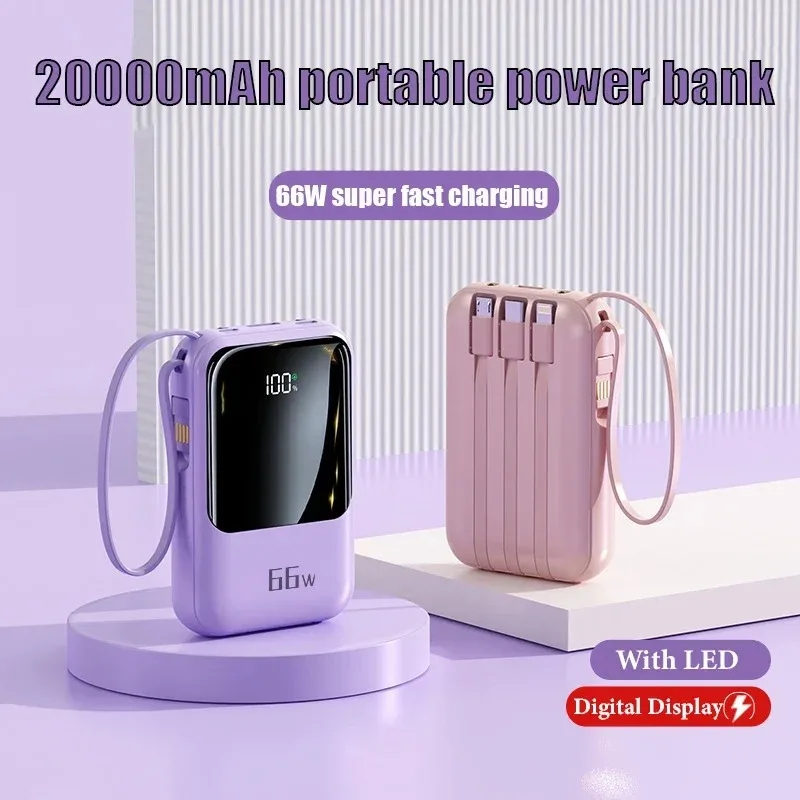 Mini Power Bank 20000mAh 66W High-end Super Large Capacity Super Fast ChargingPD 20W Flash Charging Source Box for IPhone Huawei