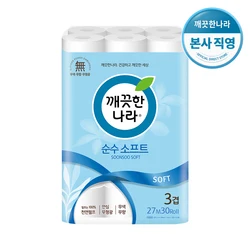 깨끗한나라 순수 소프트 화장지 27m 30롤 1팩