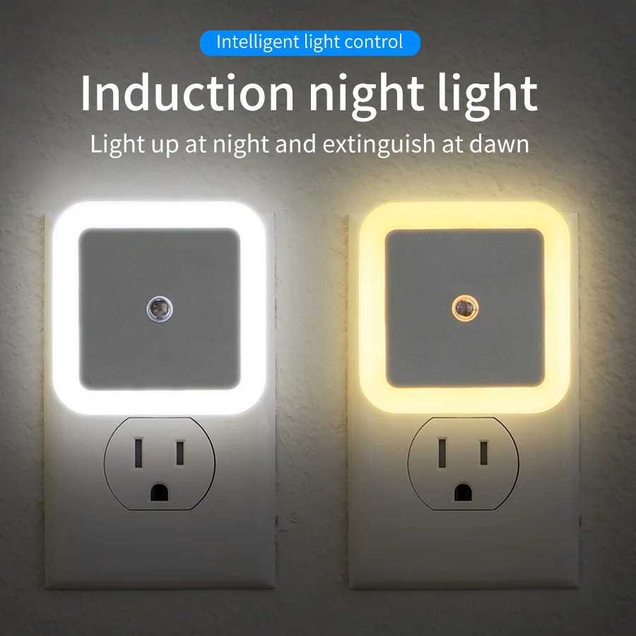 

Wireless Sensor LED Night Light US/EU Plug-in Mini Square Wall Lamp for Baby Children Living Room Bedroom Corridor Lighting Lamp