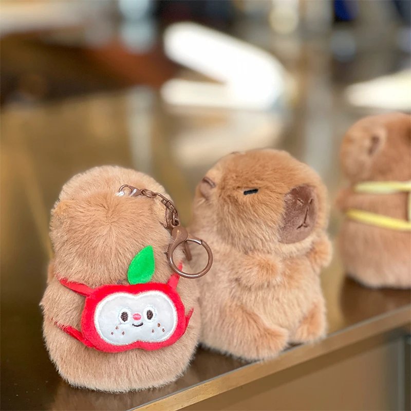 Cute Fruit capibara peluche portachiavi bambola borsa carina ornamento cuffie portachiavi decorazione accessori regalo di compleanno