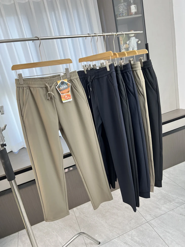 

Outdoor Men's aphene Warmth Five-Proof Casual Pants Elastic Waist Straight Leg Long Trousers Autumn Winter Faion Sle