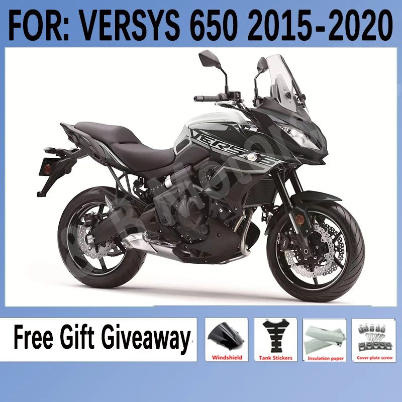 

ABS Motorcycle Fairings Kit for KAWASAKI VERSYS650 KLE650 KLE 650 2015 2016 2017 2018 2019 2020 Fairings set Gray Black