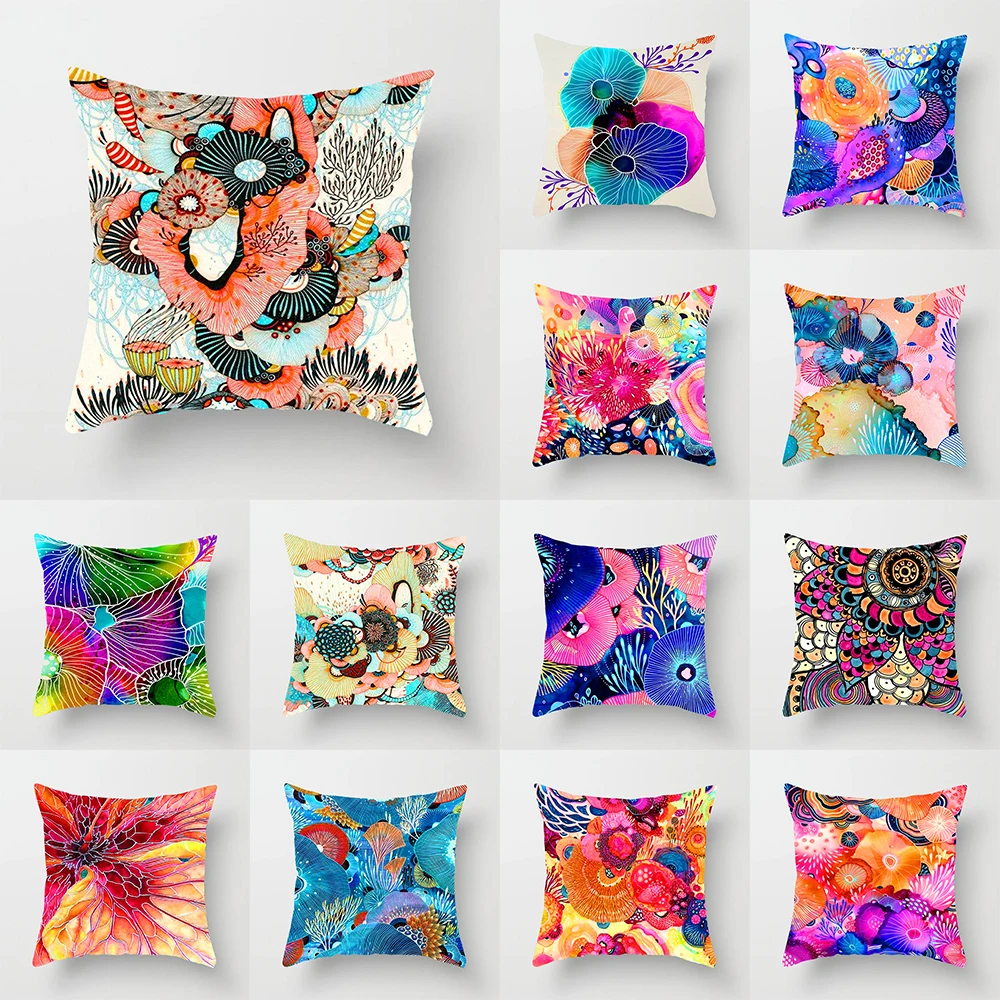 Nordic style printed pattern polyester cushion cover for home living room sofa car decoration pillowcase 45 * 45cm