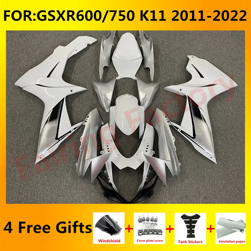 

Fairing kit for GSXR600 750 GSXR 600 GSX-R750 K11 2011 2012 2013 2014 2015 2016 2017 2018 2019 2020 2021 Fairings silver white