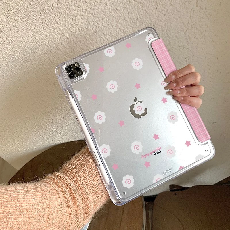 Ffish Cake oldable New Tablet Case For iPad Pro 11 12.9in 13 15 M4 9.7 10.2 5/6th 7/8/9 10 11th MINI 6 7 Air 5 6 7 Trifold Case