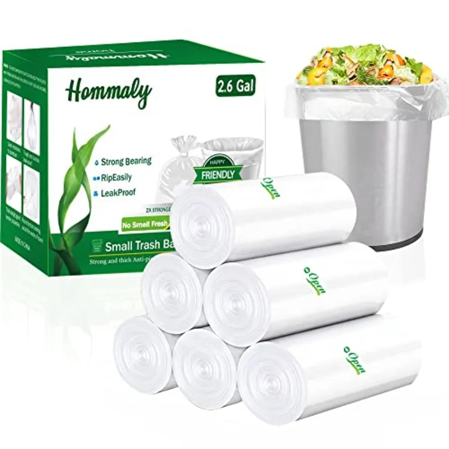 

2.6 Gallon 240 pcs Small Clear Trash Bags, Strong Garbage Bags, Bathroom Trash Can Bin Liners Unscented, Mini Plastic Bags for