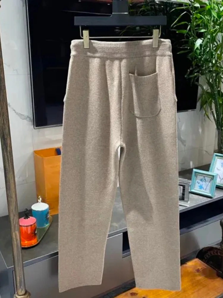 

Высококачественные вязаные повседневные брюки для мужчин, модные, универсальные, удобные, прямые брюки, осень-зима, Новое поступление