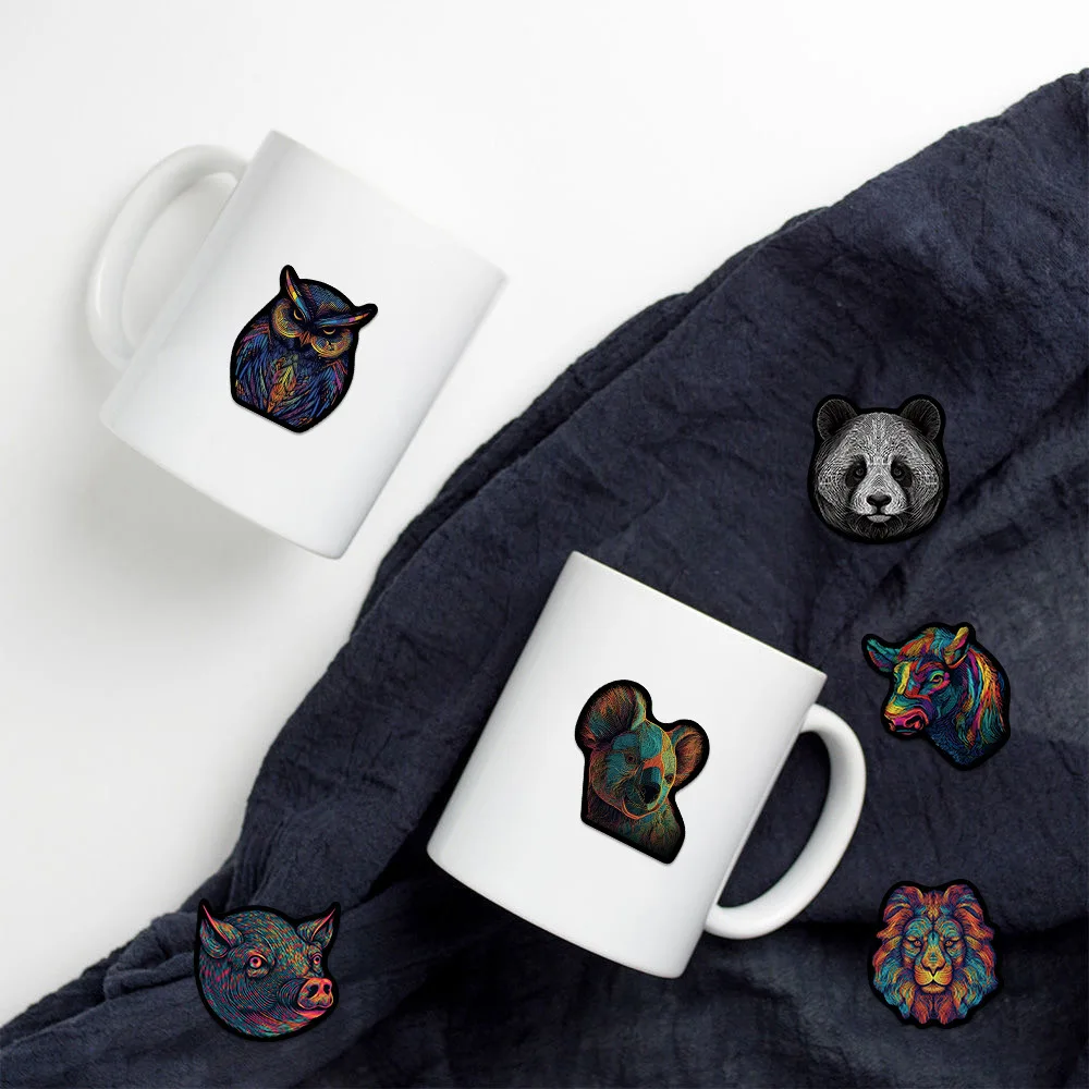 Autocollants motifs animaux psychédéliques, 10/50 pièces, stickers, mignons, esthétiques, pour skateboard, ordinateur portable, bagages, réfrigérateur, voiture, jouet, DIY