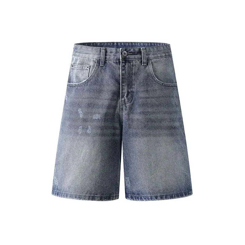 

Men Summer Baggy Stretchy Denim Shorts Jeans Men Streetwear Ripped Knee Length Baggy Comfort Cargo Casual American Retro Jeans