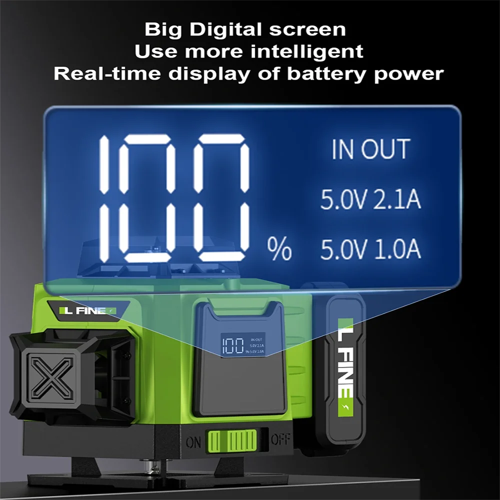 LFINE 3D/4D Laser Level 8/12/16 Lines Horizontal And Vertical With Remote Control 8 Lines 360°Self-leveling Laser Levels