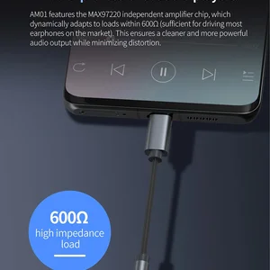 KZ Original AM01 Type-C to 3.5mm 32BIT/384KHz Hi-Fi Audio Adapter DAC + IC Amplifier Double Chip Headphone Audio Cable for Kz Edx Pro 10 Main Sales Cable Phone Kz - №5