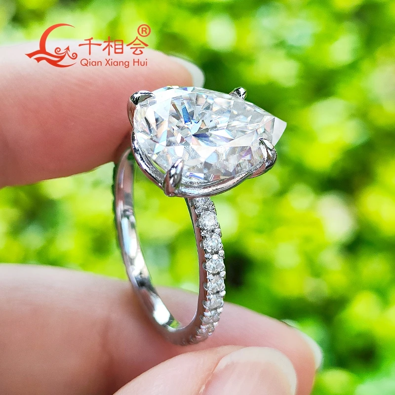 Imagem -03 - Moissanite Eternidade Banda Anel para Senhoras 925 Anel de Prata Esterlina Forma de Pera Full d Vvs Moissanite Branco Jóias para Noivado 6ct 10*14 mm