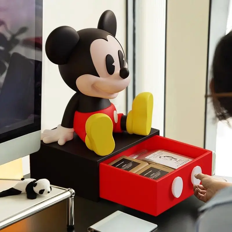 

Disney Mickey Mouse Statue Storage Drawer Creative PVC Cartoon Mickey Desktop Storage Locker Porch Keys Storage Box Hpme Decor