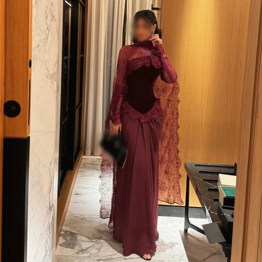 

Customized Formal Evening High Collar Lace Shawl Trumpet Long Dresses Bespoke Occasion Woman Elegant Party Wedding