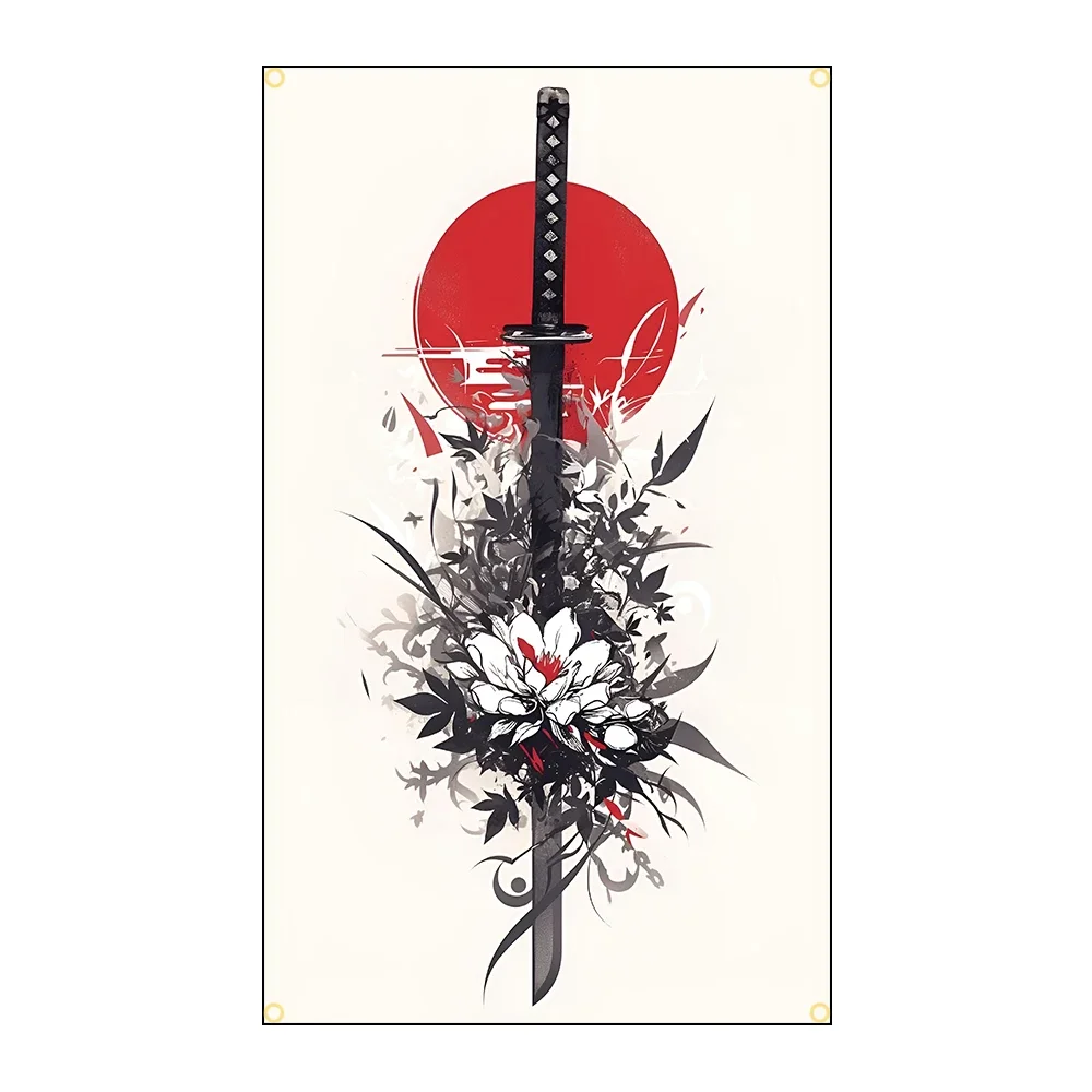 3X5FT 90X150cm Cool Japanese Samurai Flag Polyester Printed Home or Outdoor Decoration Banner Gifts