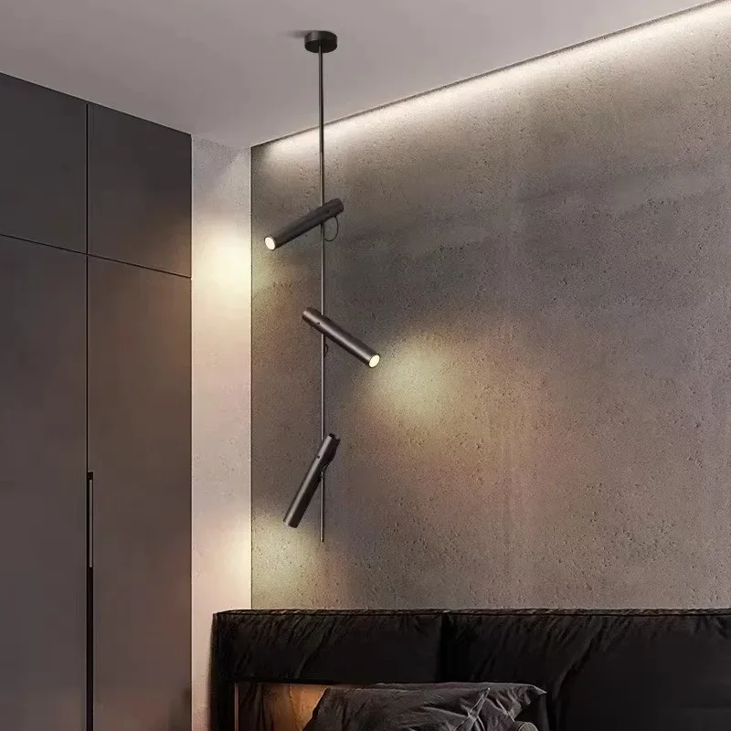 Rotatable LED Nordic Pendant Lights, Interior Pendurado Lâmpada, Black Spotlight, Sala de estar, Quarto, Jantar, Cabeceira Decoração Iluminação