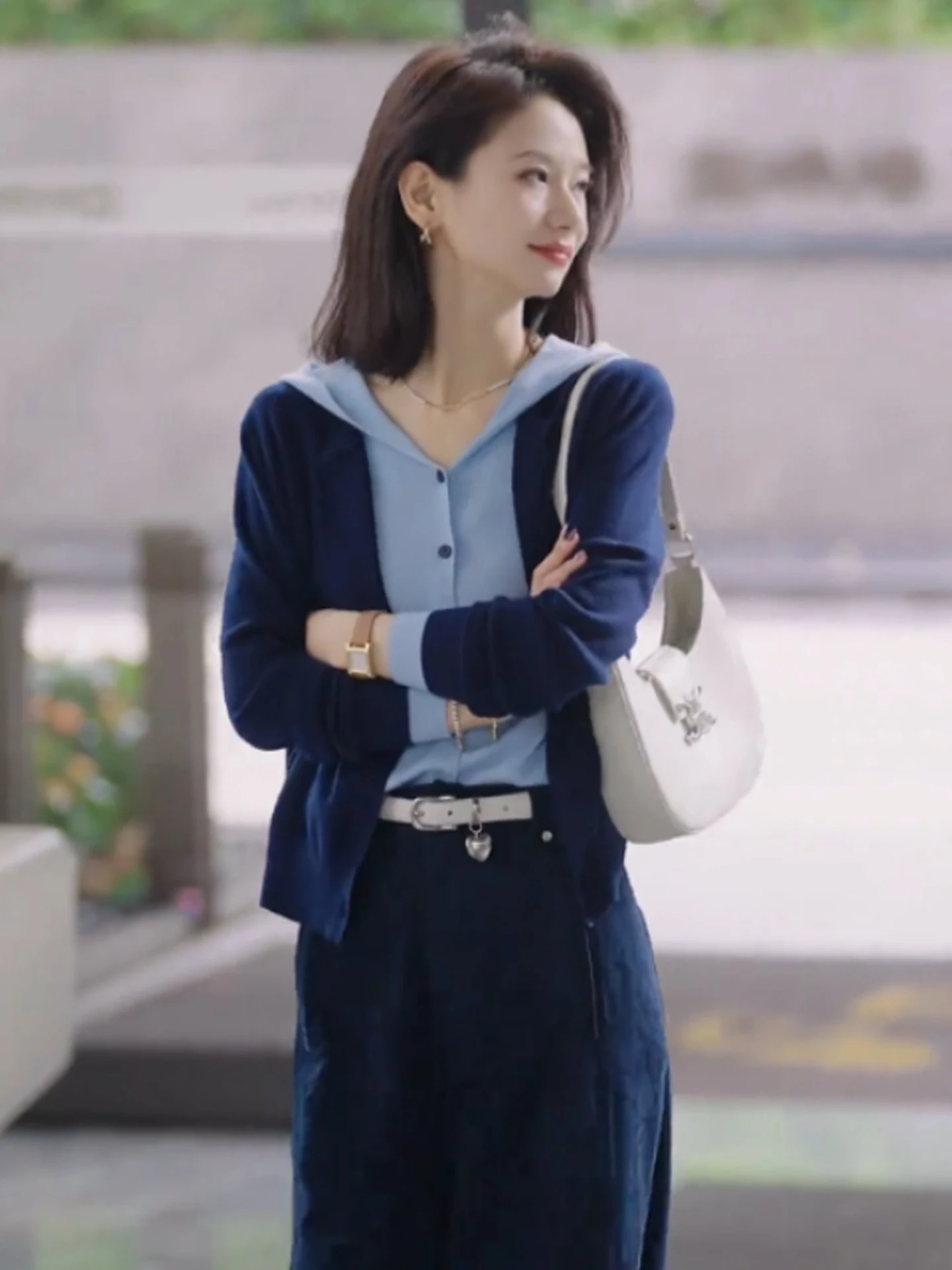 

Comfortable Long Sve Knitted Cardigan Women's Autumn Faion Hoodie Two-Piece Look Simplici Luxury Commute Sle Knitwear