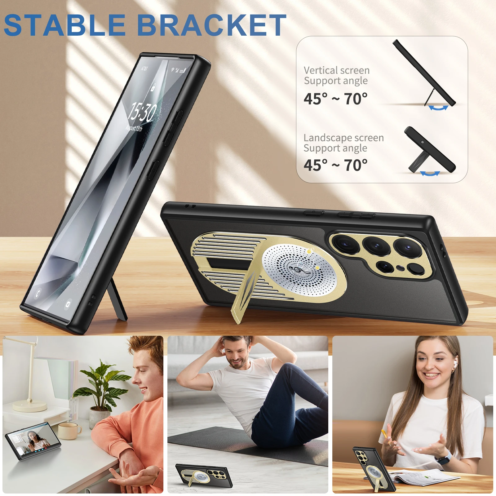 حافظة ناشر رائحة لهاتف سامسونج جالاكسي S24 S23 S22 الترا الجرافين تبديد الحرارة عدسة معدنية حماية قوس مغناطيسي حافظة الكمبيوتر