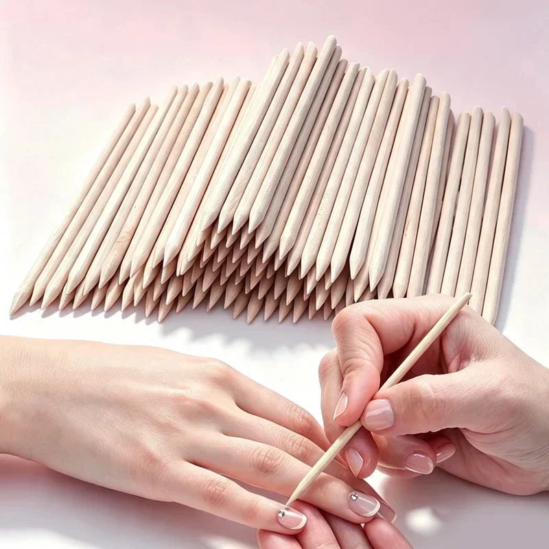 10/50Pcs Orange Wood Nail Art Design Sticks Manicure Pedicure Care Cuticle Pusher Remover for Hand Foot Care