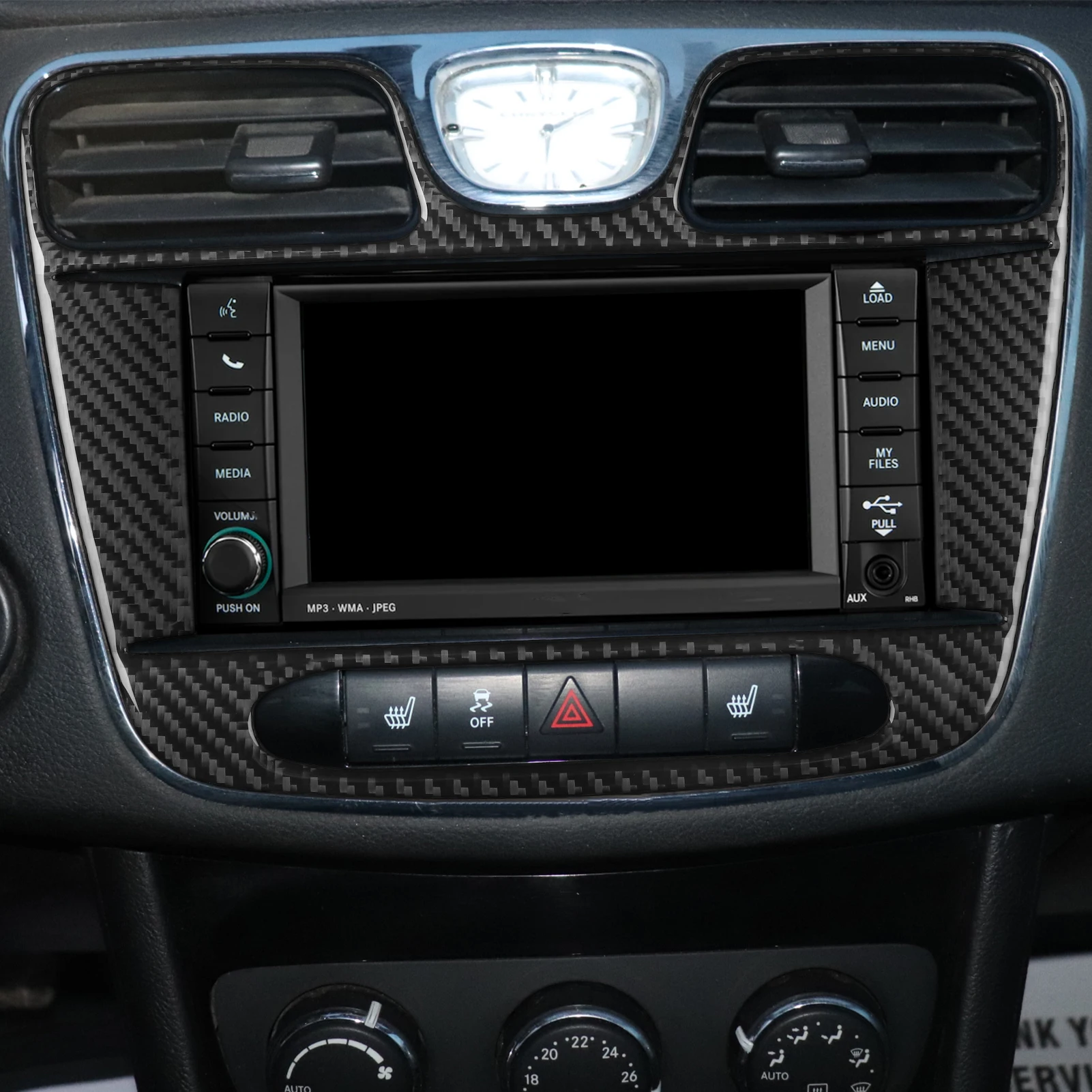 

Для Chrysler 200 2011 2012 2013 2014, центральная консоль из углеродного волокна, навигационная панель воздуховыпускного отверстия, накладка, автомобильные аксессуары, наклейка