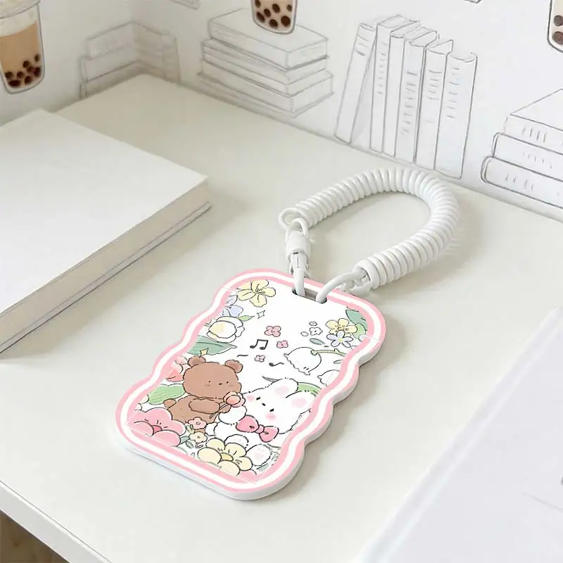 Card Protection Cover for Photo Protector Kpop Photocard Holder Stretchable Spring Cord Student Bus/Meal Card Protection Case
