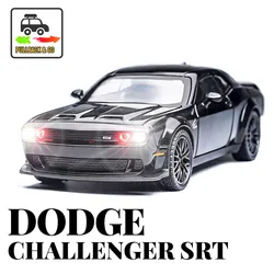 1:32 Dodge Challenger Hellcat Pullback Car with Lights Engine Sound, Diecast Car Model Scale Replica Classic Gift Kid Boy Toy