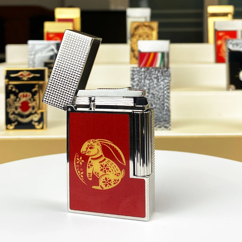 New commemorative edition single and double flame luxury lighter Ping Sound natural paint cigarette smoking butane lighter 11271