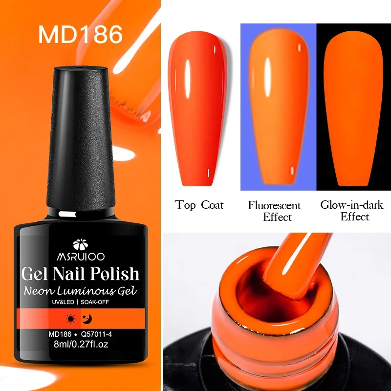 8 ml fluoreszierender, im Dunkeln leuchtender Gel-Nagellack, Neonfarbe, UV-LED-Nagelgel, Soak Off-Gel-Lack, leuchtendes Nail-Art-Gel für den Sommer