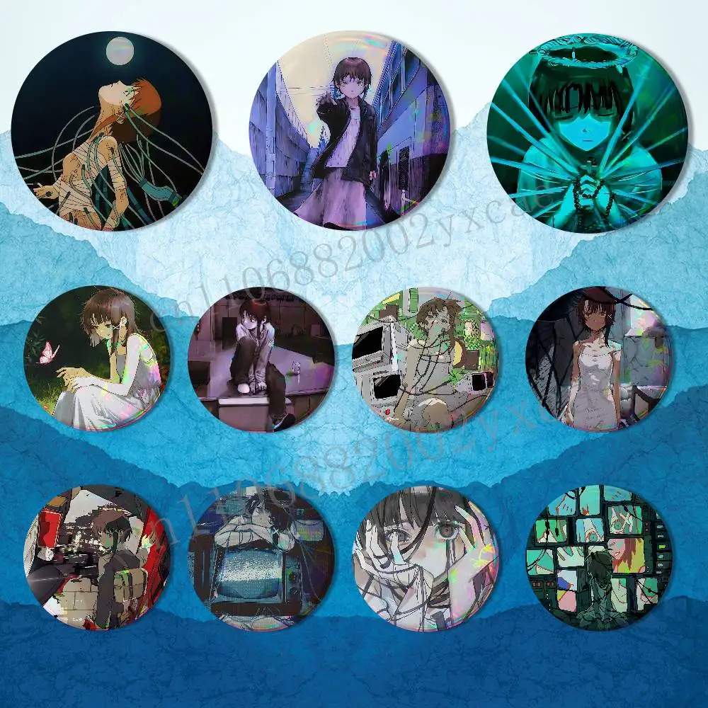 Serial Experiments revival Lain Iwakura Round Exquisite Badge Brooches Creative Pins For Clothes Hat Backpack Gift Accessories
