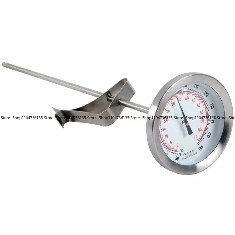 Darkroom Metal Thermometer,StainlessSteel Probe,with Fixed Clip,Professional Darkroom Supplies,Dual Temperature Measurement Unit