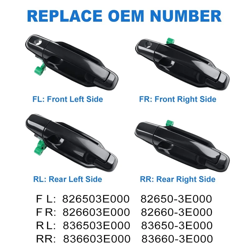 

Leading-4 Pieces Car Exterior Door Handle Set 82650-3E000 82660-3E000 83650-3E000 83660-3E000 For Hyundai Kia Sorento