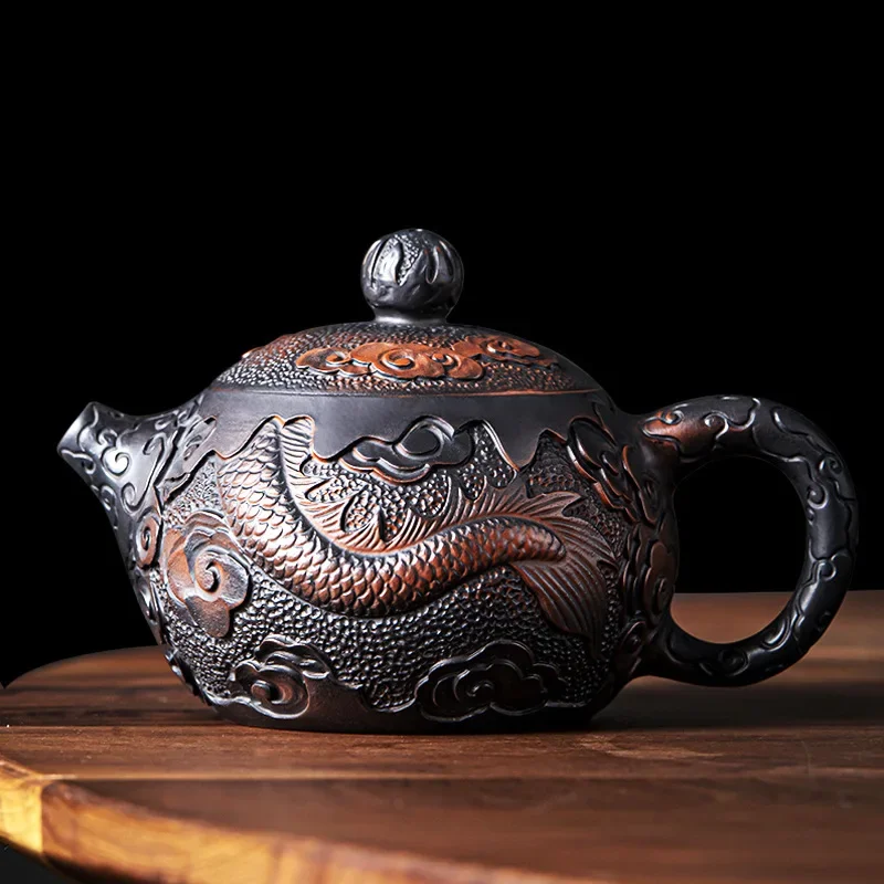 Purely Handmade Purple Clay Teapot Xishi Filtered Brewing Ceramic Kung Fu Tea Set Retro Small for Home Use