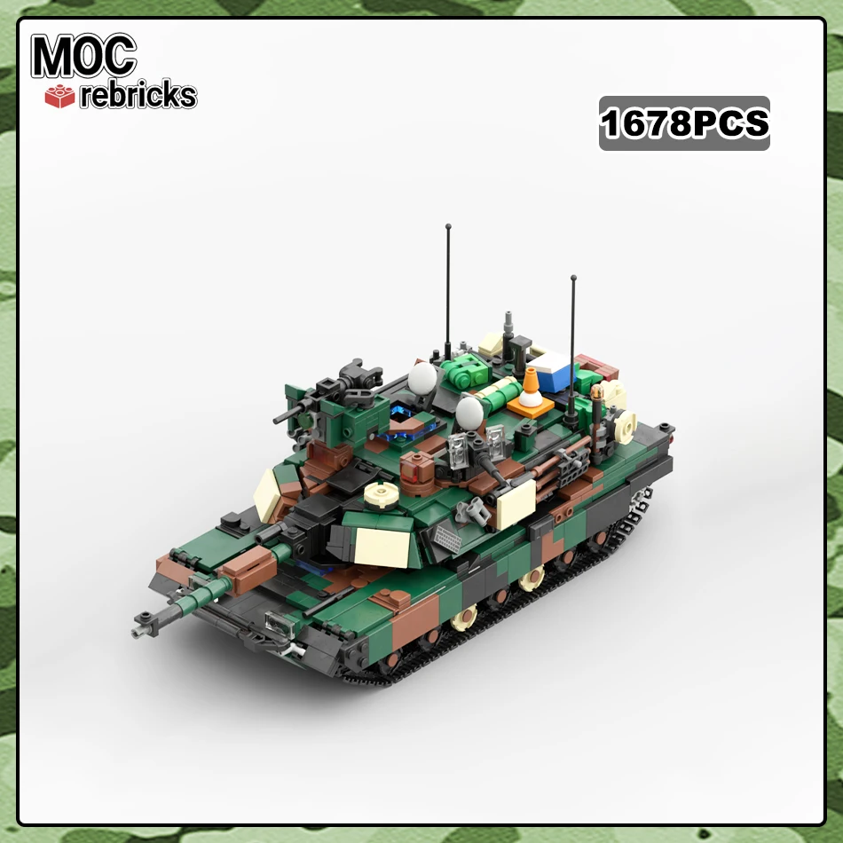 

MOC-134913 WW2 US Military M1A2 Abrams SEP V2 Main Battle Tank Building Block Model Armored Vehicle Brick Toy Children's Gifts