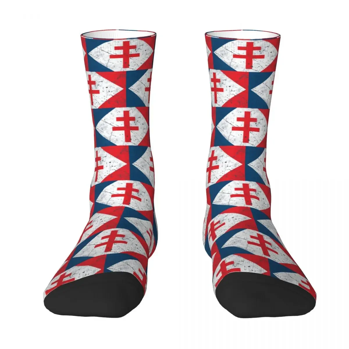 Lorraine Cross Vintage Flag Socks Harajuku Sweat Absorbing Stockings All Season Long Socks Accessories for Unisex Gifts